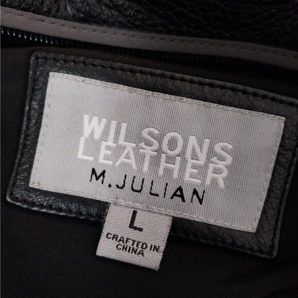 WILSONS LEATHER! THICK, LUXE BLACK GENUINE LEATHER STADIUM LENGTH JACKET! SZ L - Picture 10 of 13